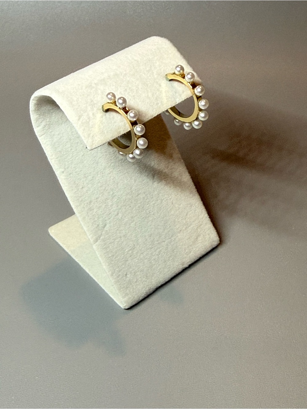 LOFT Gold Pearl Hoop Earrings Minimalist Faux Pearl Hoops